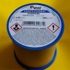 Припій дротяний 1,0 мм 0,5 кг. CYNEL SN60PB40 flux SW26 / 3 / 2,5% ПОС-60Ф
