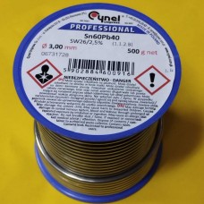 Припій дріт 3,00mm 500g 0,5кг Cynel Sn60Pb40, flux SW26/3/2,5%